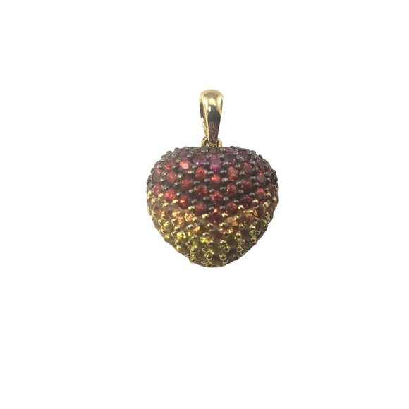 Vintage LeVian 14 Karat Yellow Gold Sapphire Heart Pendant JAGi Certified #15078